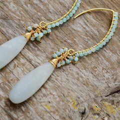 Exquisite Boho Drop Earrings for Women Amazonite Elegant Lady Dangle Earring Handmade Teardrop Jewelry Dropshipping Wholesale