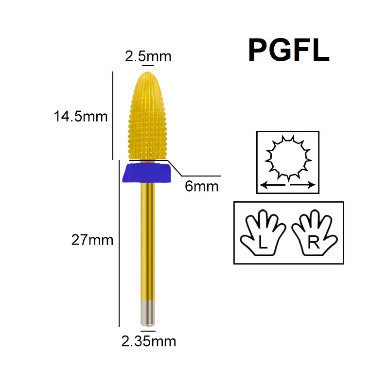 Milling Cutter Golden Tungsten Carbide Nail Drill Bits For Electric Nail Drill Manicure Machine Pedicure Nail Files Accessories