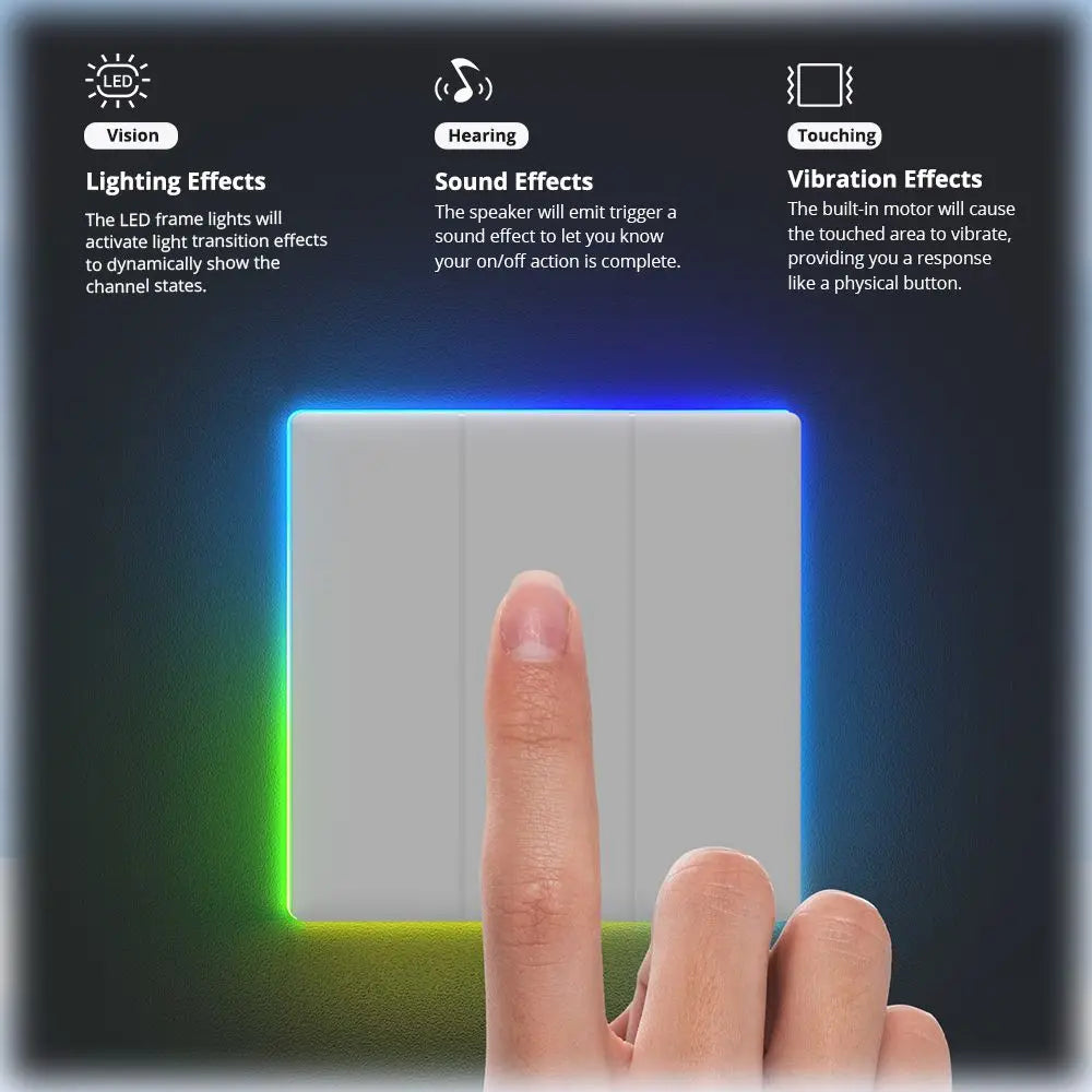 T5 Wi-Fi Smart Wall Switch Multi-Sensory EWeLink Remote Control Touch Panel With Alexa Google Smartthings