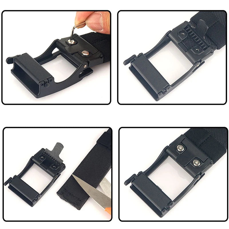 New Hard Tactical Belt for Men Metal Automatic Buckle IPSC Gun Belt 1100D Nylon Military Belt Outdoor Sports Girdle Male