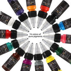 15ml 14colors Tattoo Ink Pigment with box Body Art Tattoo Kits Professional Beauty Paints Makeup Tattoo Supplies Semi-permanent