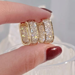 Exquisite Fashion Female Jewelry Gold Color Zircon Earrings Romantic Valentine's Day Gift Engagement