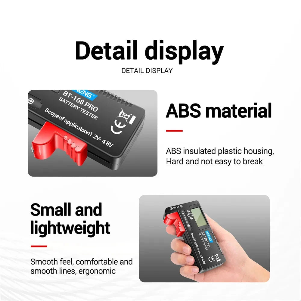 AN-168 POR Digital Lithium Battery Capacity Tester Checkered Load Analyzer Display Check AAA AA Button Cell Universal Test