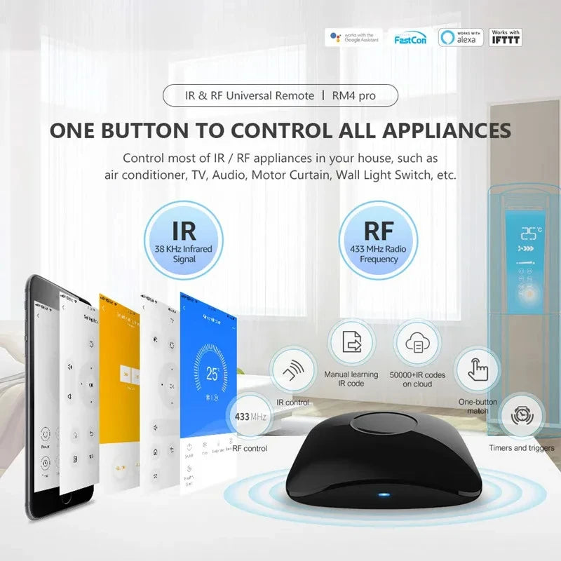 Original Broadlink RM4 Pro IR RF WIFI Universal Smart Remote Control RM4Pro SmartHome Automation Work With Alexa and Google Home