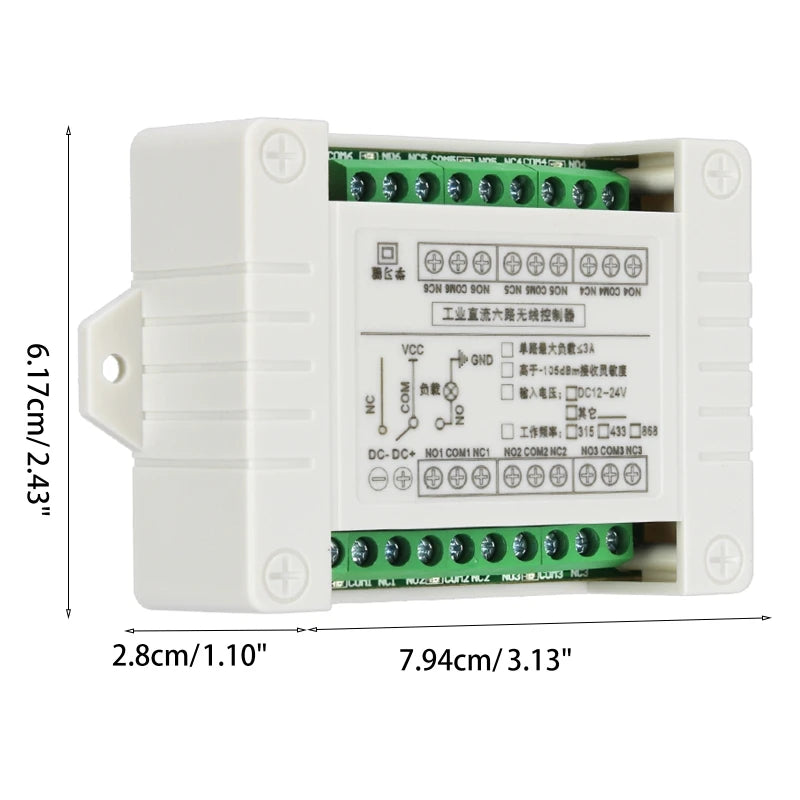 1000m DC 12/24V Relay Remote Switch Wireless RF Remote Control Switch 6 Channel Relay Module 433/315Mhz Transmitter Receiver Kit