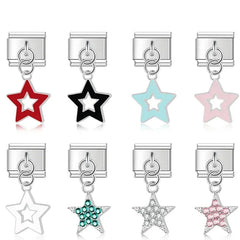 New Fashion Colour Glaze Star Shiny CZ Italian Links Charm Fit 9mm Stainless Steel Bracelet Jewelry DIY Making DJ433