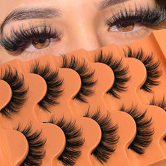 GROINNEYA 5 Pairs Fluffy Eyelashes 8D Volume False Lashes Russian Strip Lashes Extensions Thick Soft Curly Fake Lashes Makeup