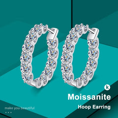 2.6ct D Color Moissanite Earring 925 Sterling Sliver Plated White Gold Hoop Earring for Women Wedding Party Jewelry