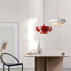 Nordic LED Pendant Light Macaron Carbon Steel Aluminum White Dark Green Orange Illuminations For Restaurant Living Rooms Fixture