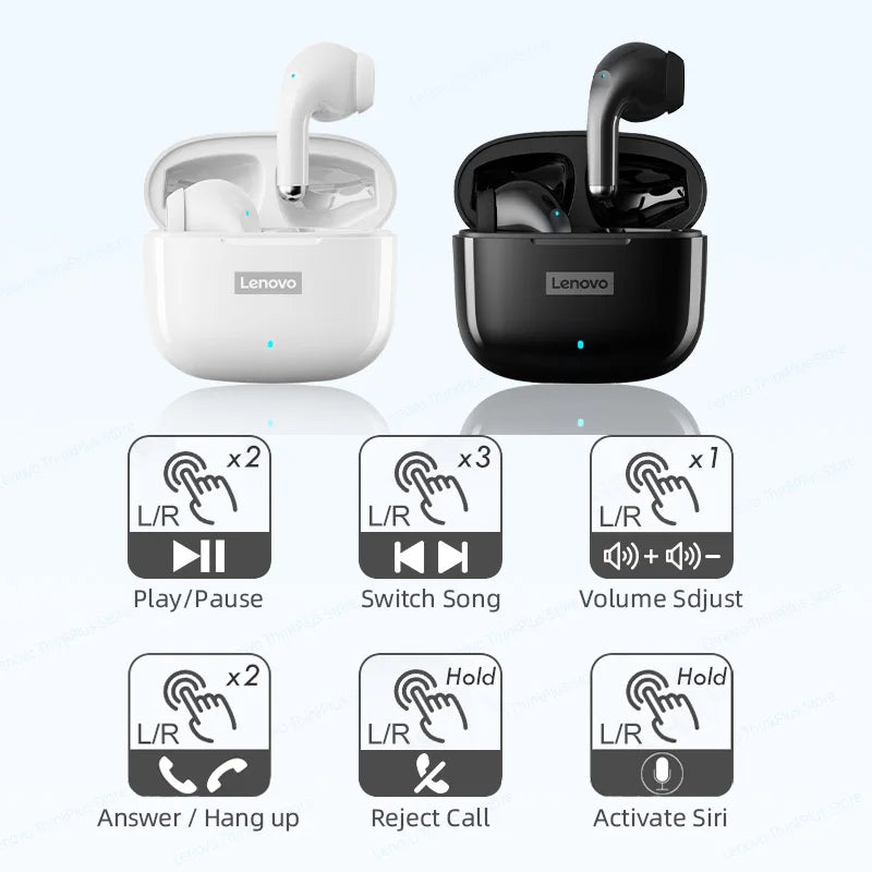 Original Lenovo LP40 Pro TWS Earphones Wireless Bluetooth 5.1 Sport Noise Reduction Headphones Touch Control 250mAH 2022 New