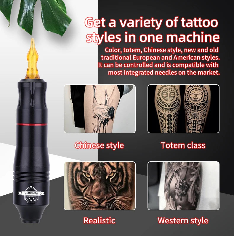 Wireless Tattoo Kit Rotary Tattoo Machine Set with 10PCS Tattoo Cartridge Needles Permanent Makeup Tools for Tattoo Artist