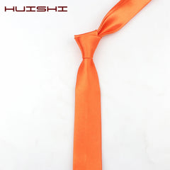 HUISHI Tie for Men 38 Solid Colors Slim Necktie Polyester Narrow Cravat Red Blue Formal Party Ties Fashion Daily Shirt Accessory