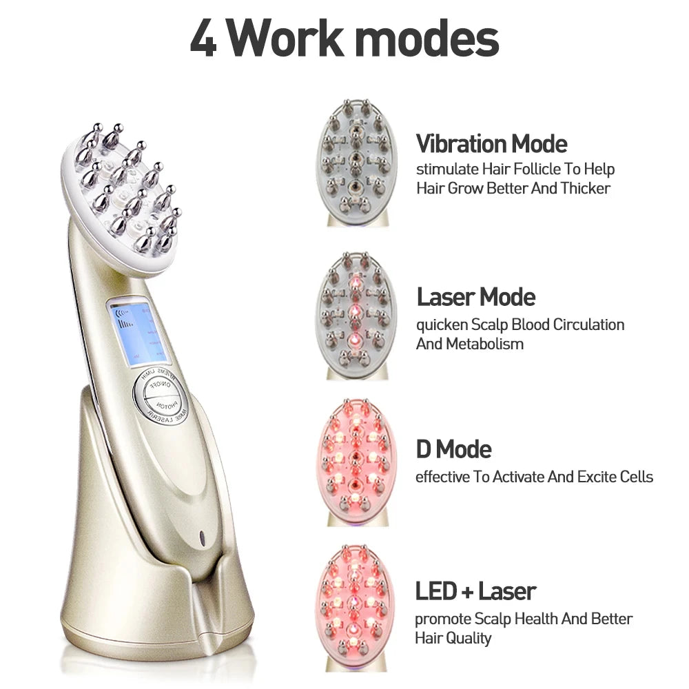 Infrared EMS Radiofrequency Vibration Electric Massage Comb Anti-Hair Loss Therapeutic Instrument Red Light Hair Care Veya