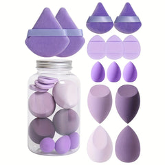 14pc Makeup Sponge Set With Storage Jar, Velvet Beauty Blenders, Makeup Sponge Finger Puff, Foundation Cosmetic Puffs