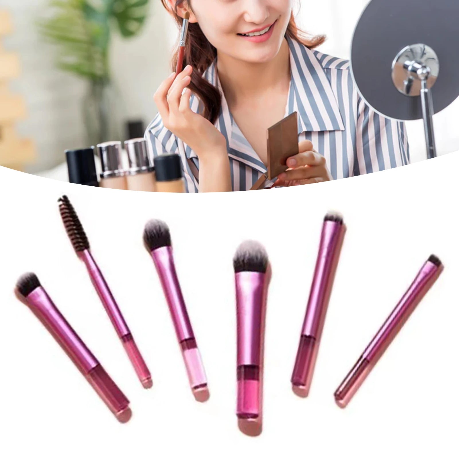 10pcs Mini Eye Shadow Makeup Brush Set Portable Travel Cosmetic Brushes Kit For Convenient Makeup Tools