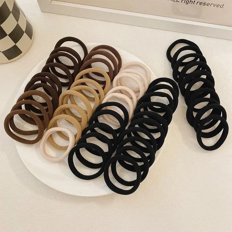 20-200pcs Basic Nylon Hair Rings Women Sweet Girls 4.5cm Simple High Elastic Hairbands Rope Ties Headbands Ponytail Holders