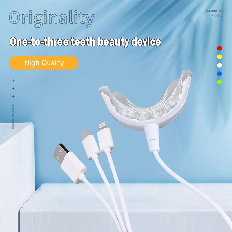 1pcs 3in1 Teeth Whitening 16 Lights Timed Smart Led Portable USB Rechargeable Blue Light Oral Care Bleach Teeth Whitening