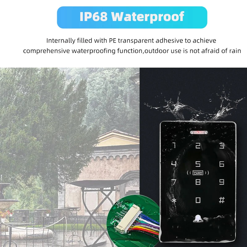 Mobile NFC access controller  waterproof door lock keyboard card swiping password IC unlocking ID dual frequency 125KHz 13.56MHz