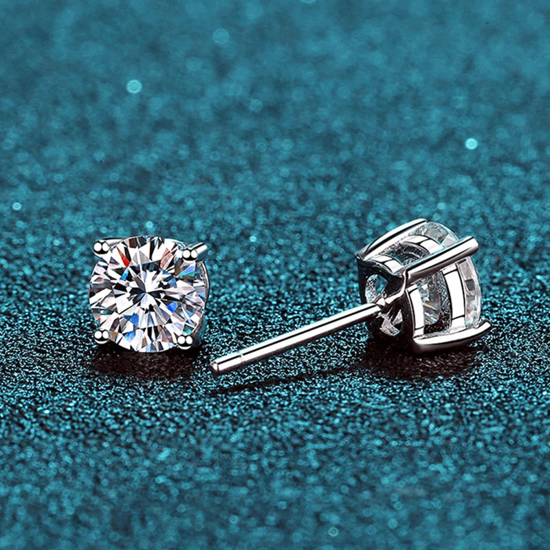 2.0ct Moissanite Earrings for Women Lab Grown Diamond Ear Studs 925 Sterling Silver Fine Jewelry Gift