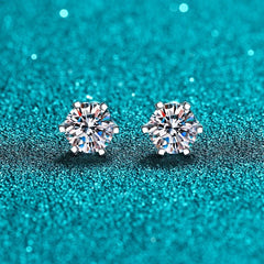 Moissanite Stud Earrings 18K White Gold Plated Sterling Silver D VVS1 Round Cut Lab Diamond Screw Ear Studs For Women