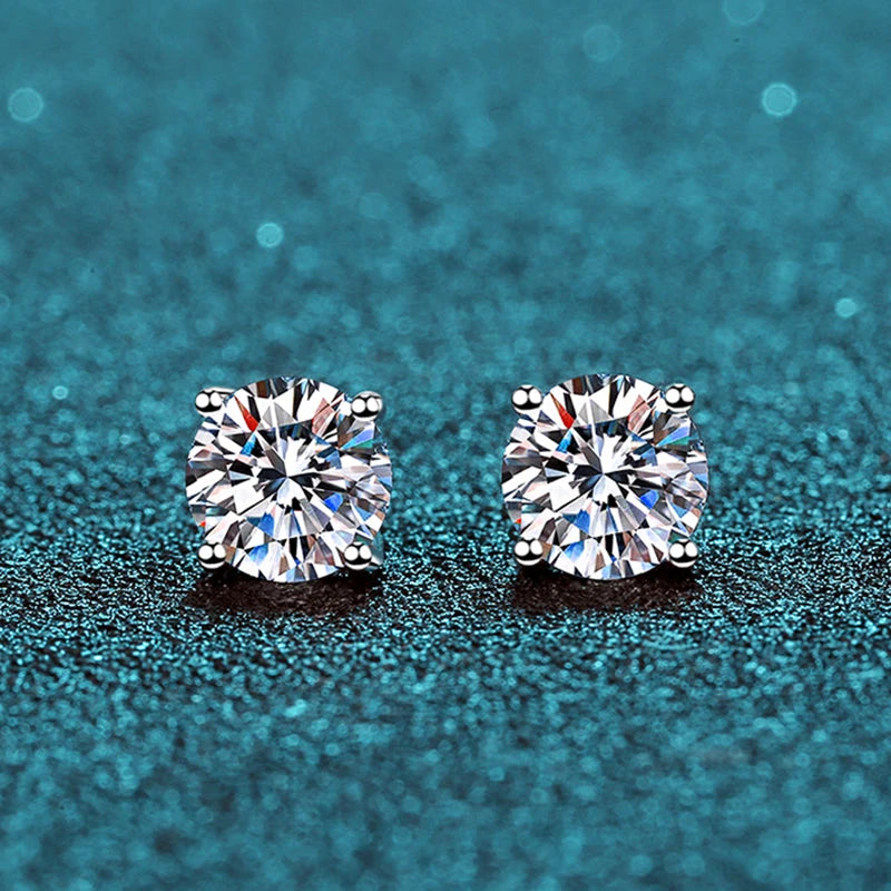 2.0ct Moissanite Earrings for Women Lab Grown Diamond Ear Studs 925 Sterling Silver Fine Jewelry Gift