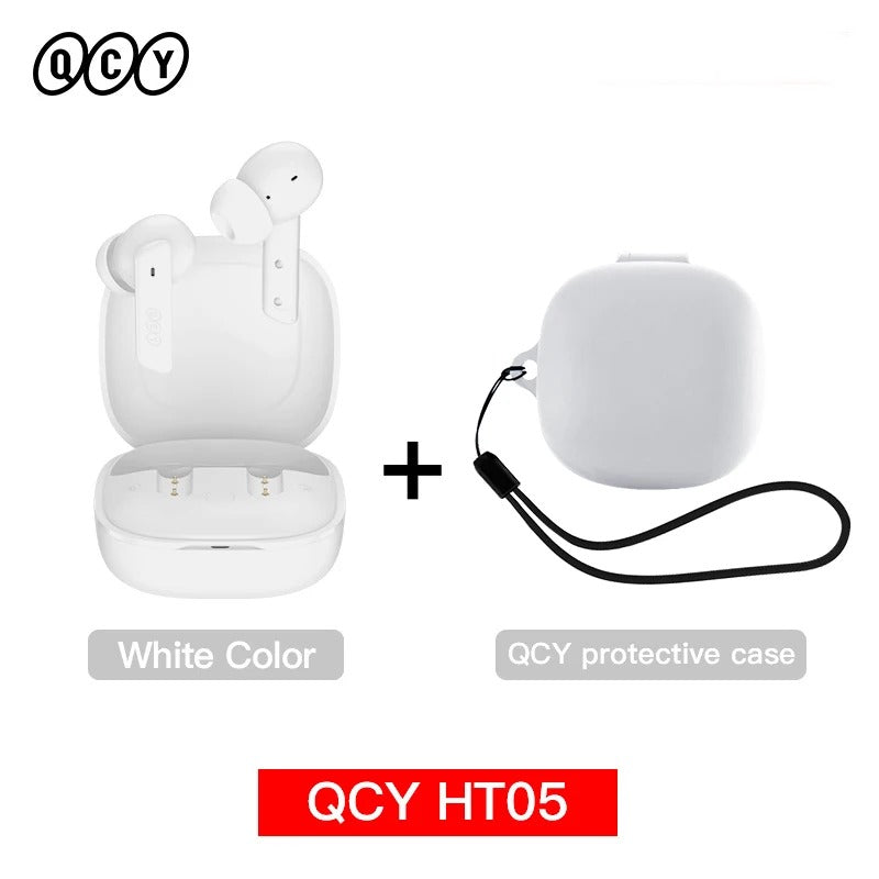 QCY HT05 ANC Wireless Earphone 40dB Noise Cancelling Bluetooth 5.2 Headphone 6 Mic ENC HD Call TWS Earbuds Transparency Mode