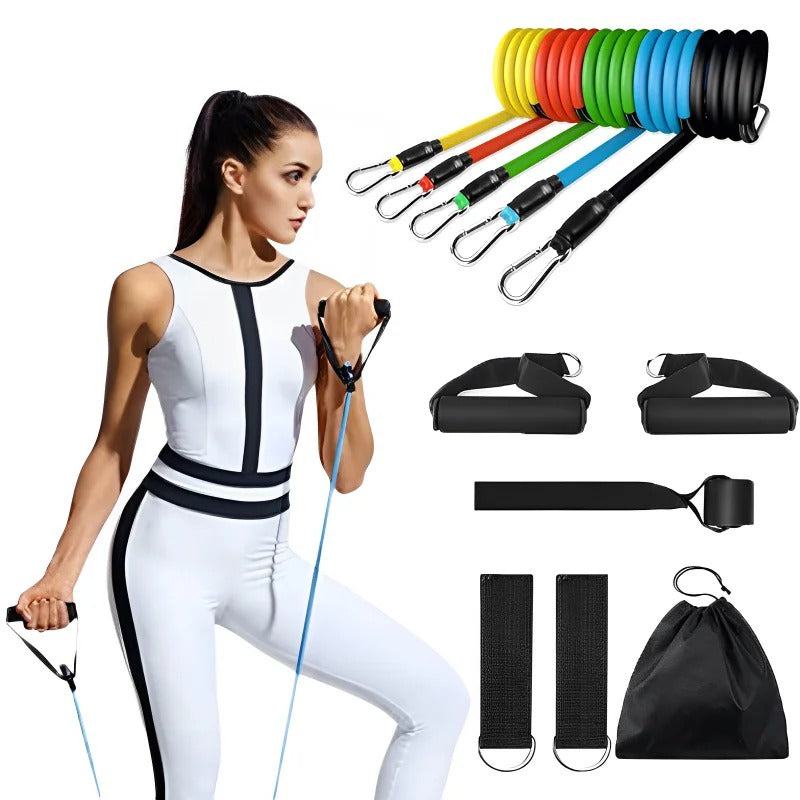 11 Pcs/Set TPE Resistance Band Set Fitness Band Pull Rope Elastic Training Band Handles Carry Bag Legs Ankle Straps