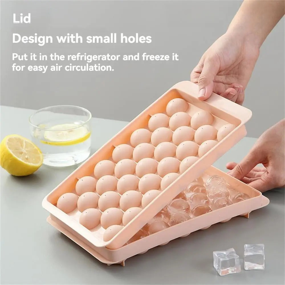 3D Round Ice Cube Tray with Lid Plastic Diamond Style Ice Mold Refrigerator Spherical DIY Moulds Ice Ball Maker Kitchen Tools