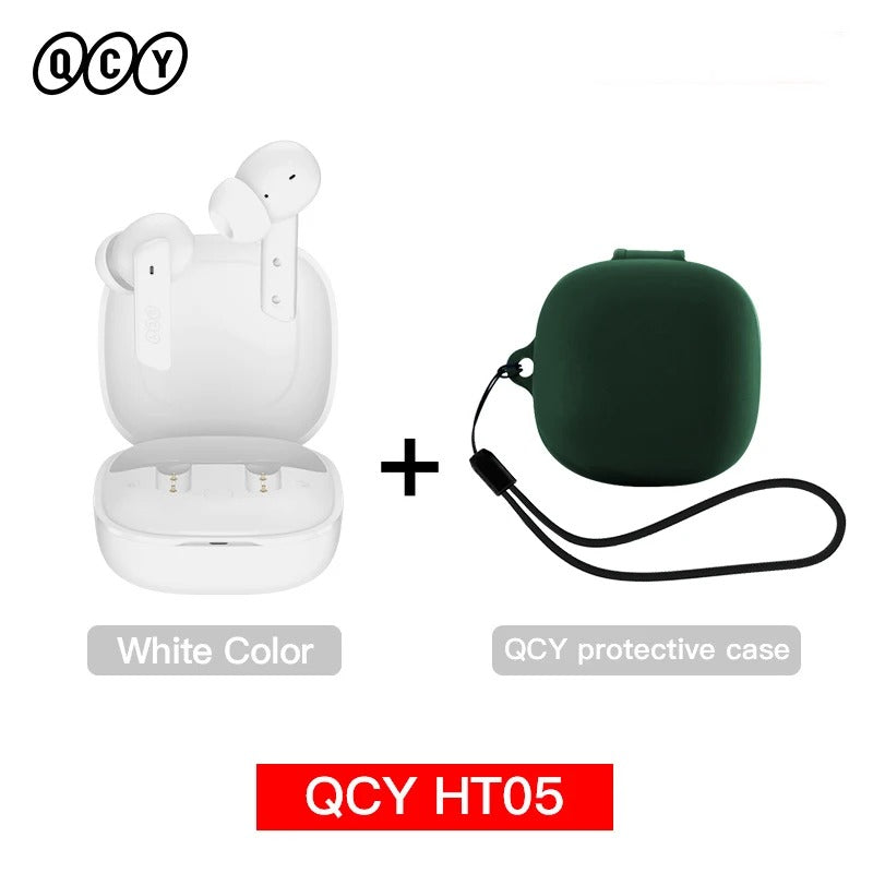 QCY HT05 ANC Wireless Earphone 40dB Noise Cancelling Bluetooth 5.2 Headphone 6 Mic ENC HD Call TWS Earbuds Transparency Mode